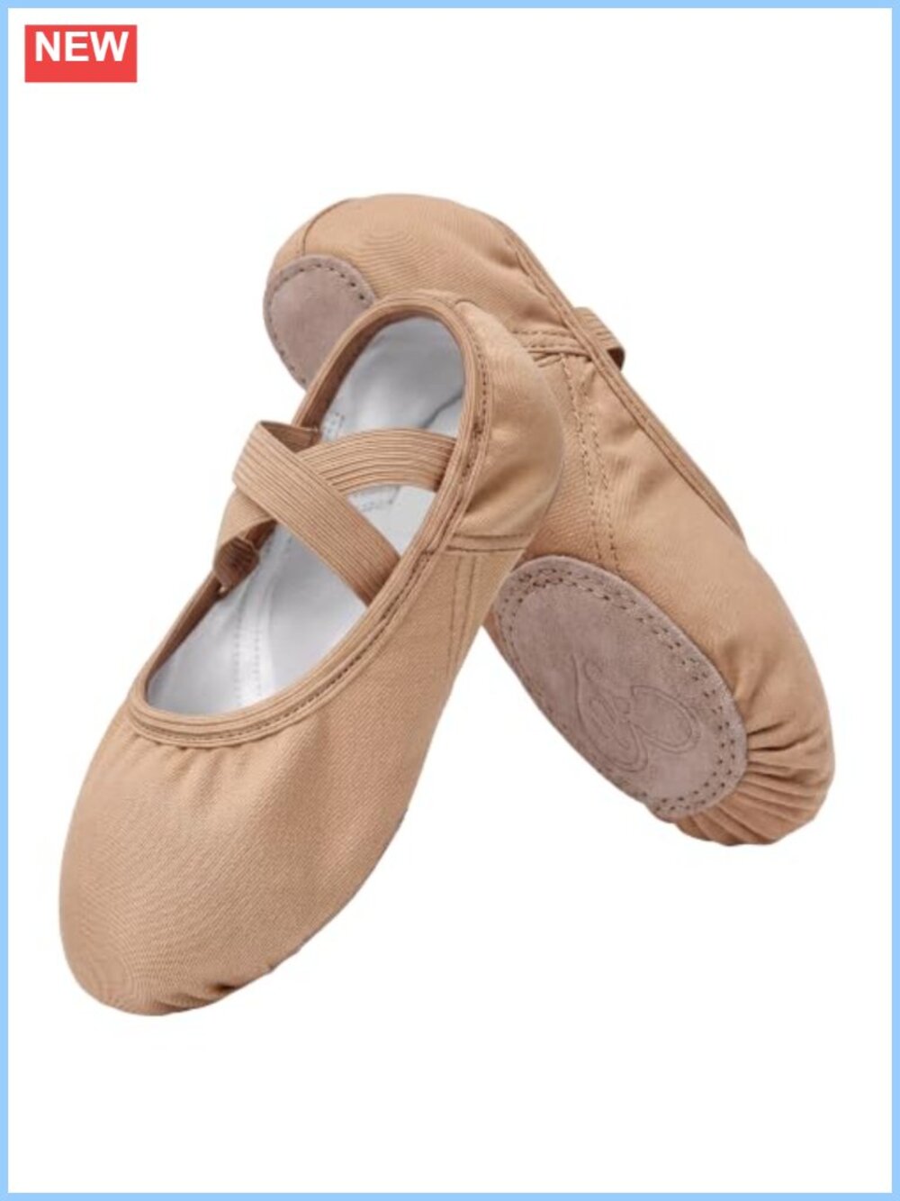 Tan Canvas Ballet Shoes Split Sole Dance Slippers